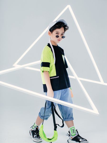 斐杋潮童2022春夏季蓝色纯色七分裤