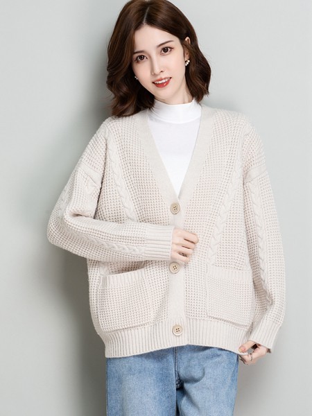 Modeern女装2021秋冬季白色纯色毛衣