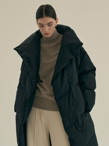 apMStyle女装2021秋冬季黑色宽松棉服