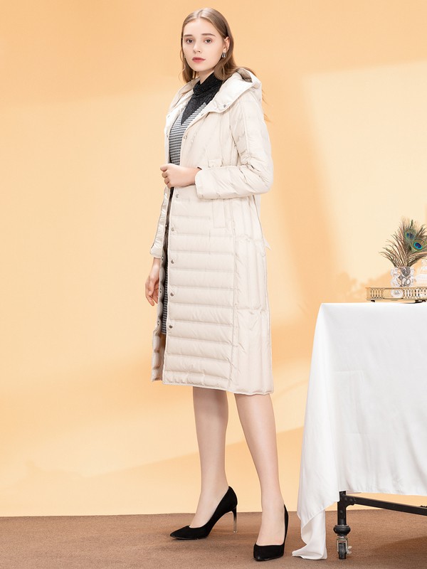 ​伊诗夏兰薇女装2021秋冬季白色连帽羽绒服