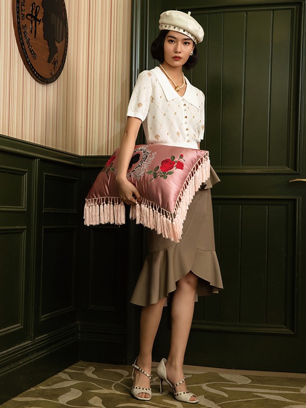 电影时装2021春夏季棕色不对称半身裙