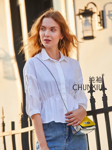 纯袖女装2022春夏季白色收腰衬衫
