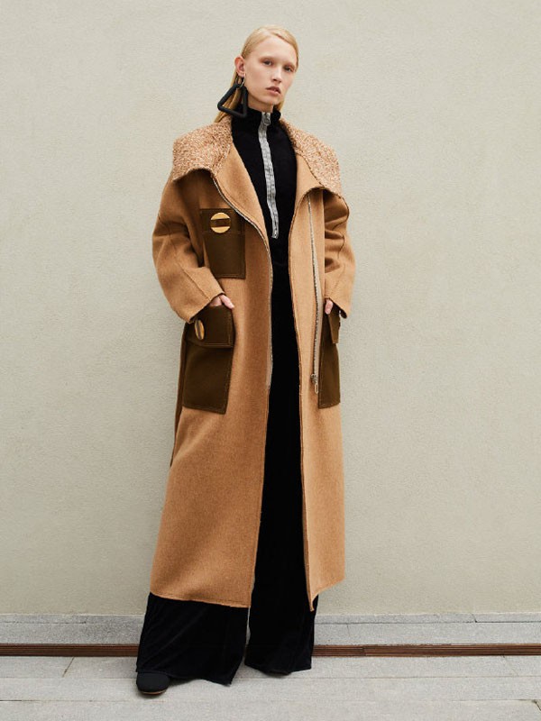 Vmajor女装2022春夏季拼色纯色大衣