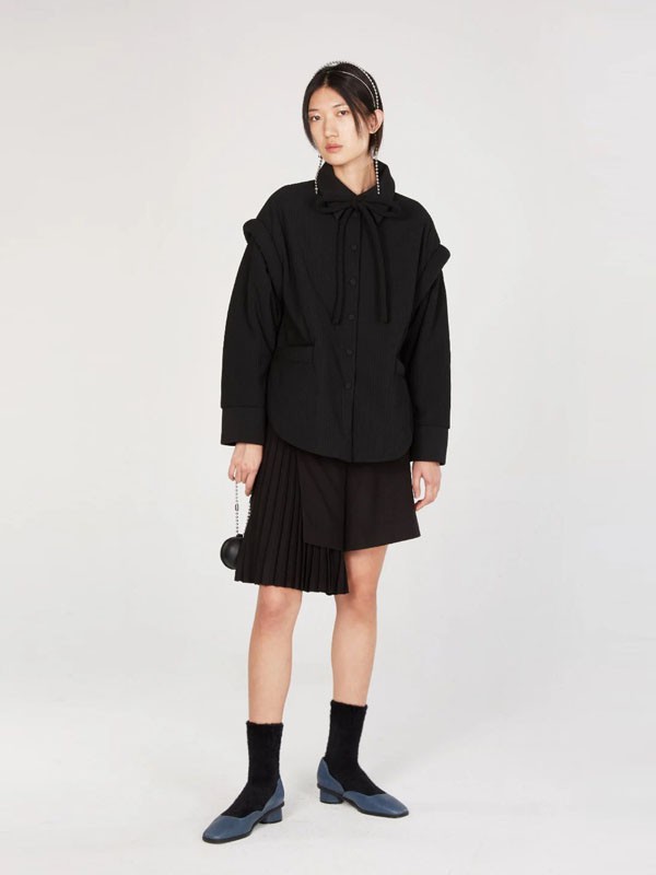 ​FENGYITAN2021秋冬季黑色宽松衬衫