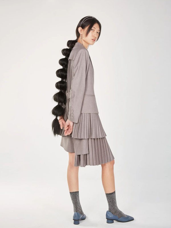 ​FENGYITAN2021秋冬季灰色不对称短裙