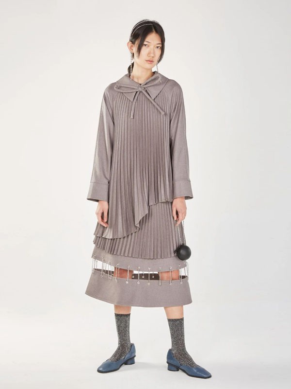 ​FENGYITAN2021秋冬季灰色褶皱上衣