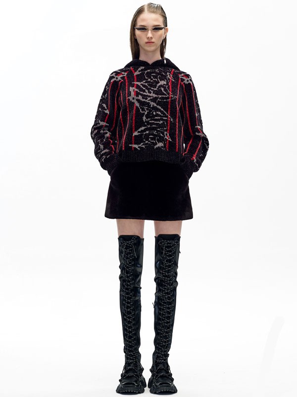 ​angelChen女装2021秋冬季黑色纯色短裙