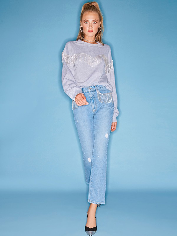 ChiaraFerragmi女装2022春夏季紫色流苏T恤