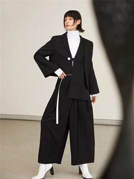 你好朋友女装2021秋冬季黑色纯色阔腿裤