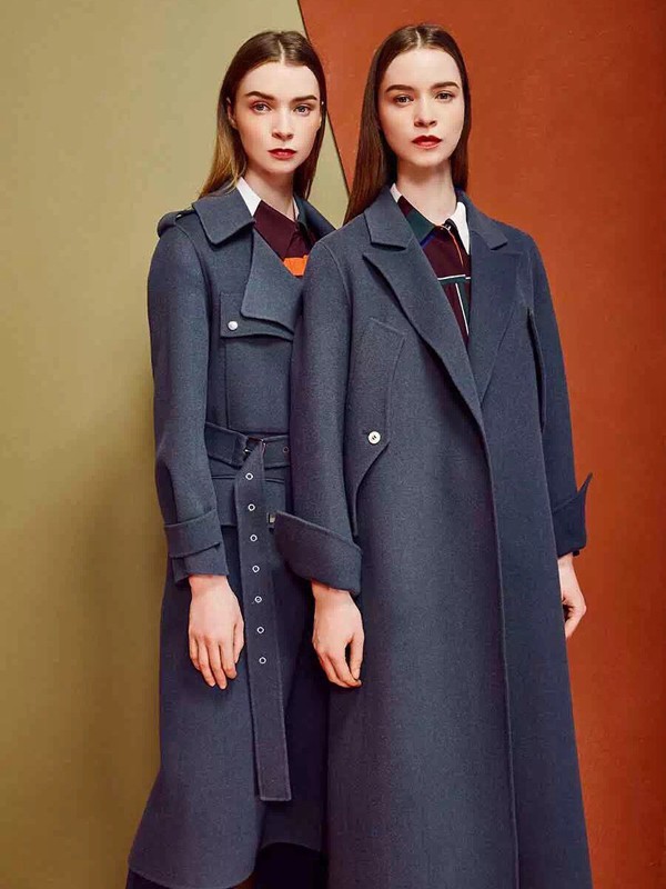 菲菲拉品2021秋冬季灰色纯色大衣