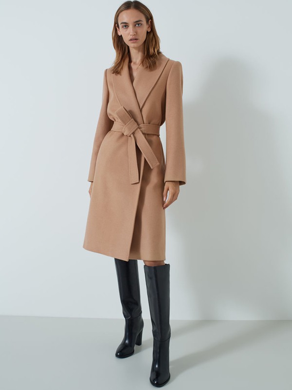 MARELLA2021秋冬季卡其色收腰大衣