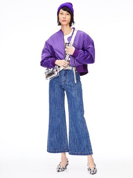 F2305女装2021秋冬季紫色纯色外套