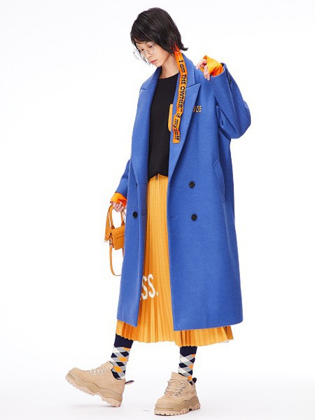 F2305女装2021秋冬季黄色褶皱半身裙