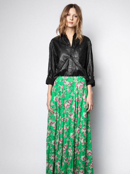 zadig&voltaire2021秋冬季绿色印花长裙