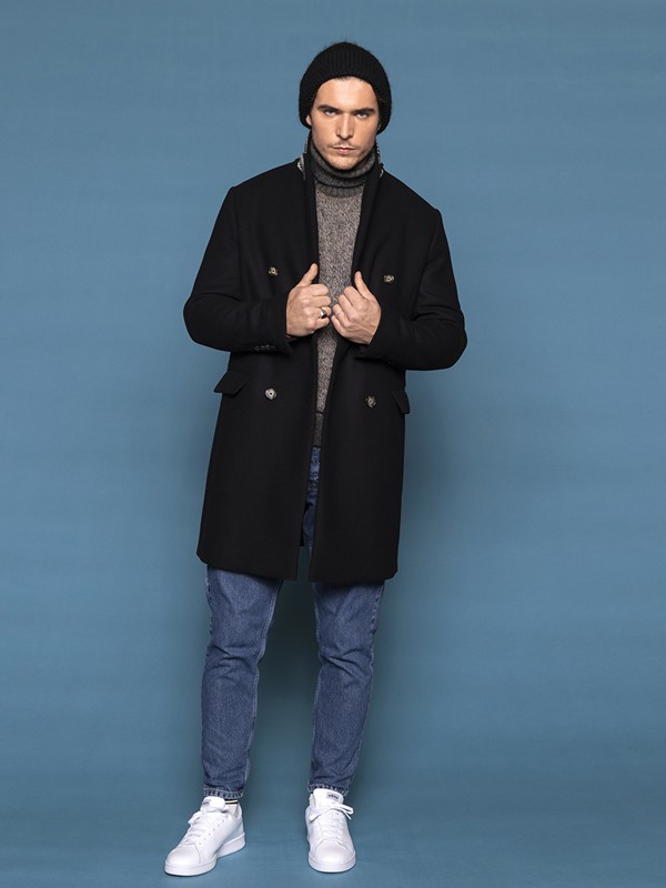 MaisonLener女装2021秋冬季黑色纯色大衣