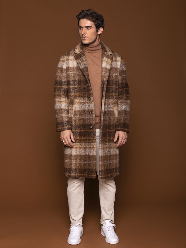 MaisonLener女装2021秋冬季棕色格子大衣