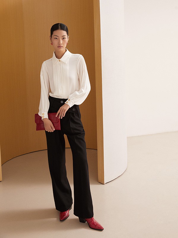 唯可佳2021秋冬季白色纯色衬衫