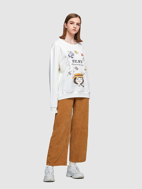 WE.WI女装2022春夏季白色印花T恤