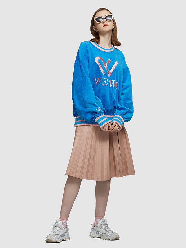 WE.WI女装2022春夏季蓝色印花T恤