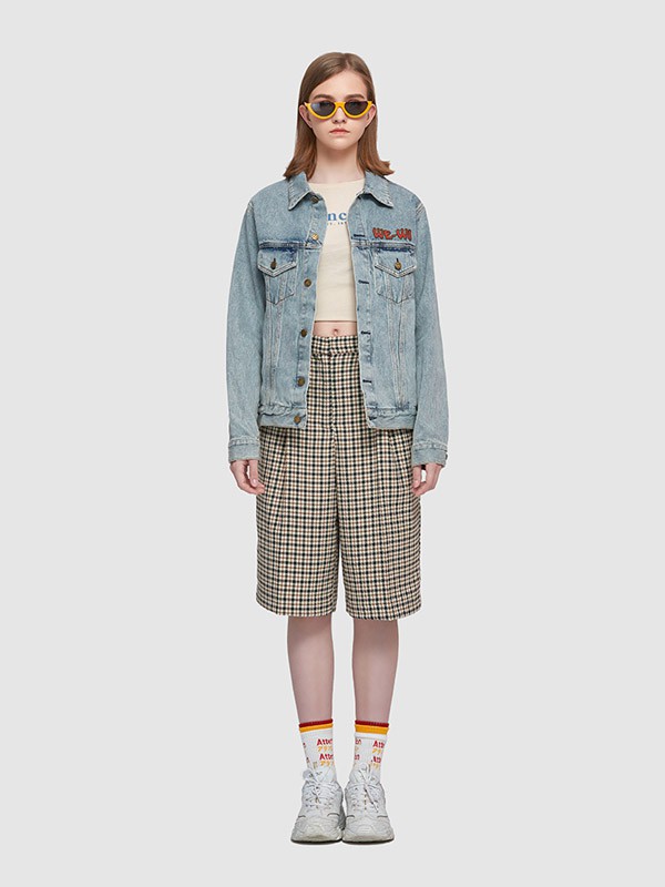 WE.WI女装2022春夏季棕色格子包臀裙