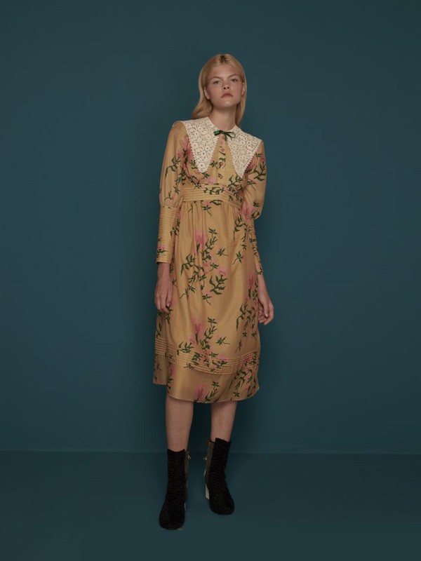 ​SENADA女装2022春夏季黄色印花连衣裙