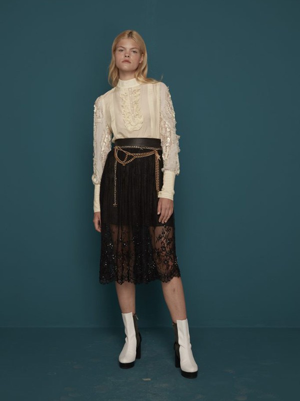 ​SENADA女装2022春夏季白色荷叶边雪纺衫