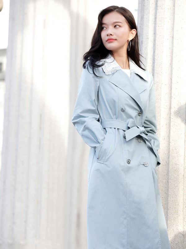 融恋女装2022春夏季蓝色纯色风衣