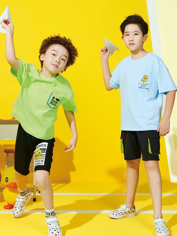 LTDUCK2022春夏季蓝色印花T恤