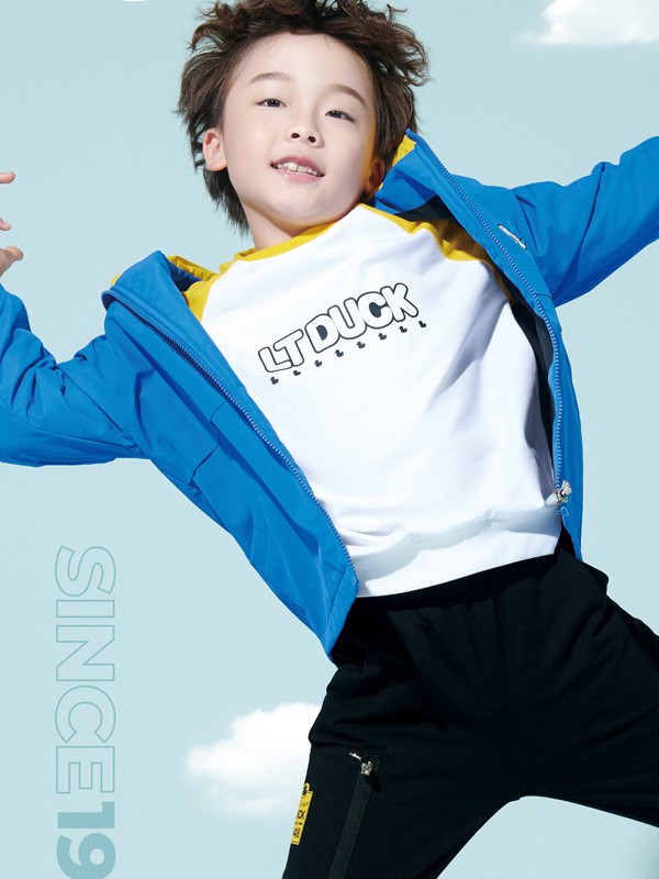 LTDUCK童装2022春夏季黑色印花T恤