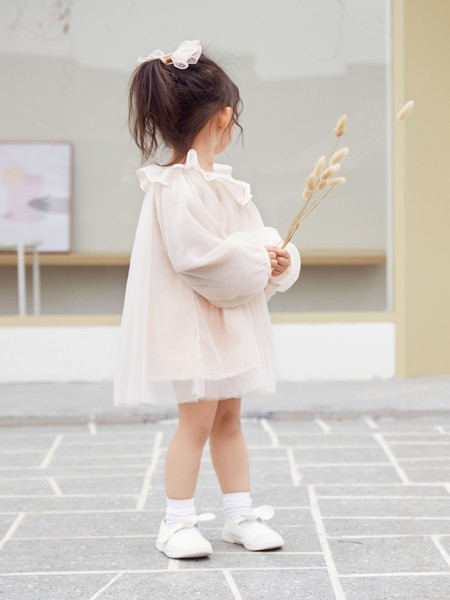 半糖小记童装2022春夏季白色荷叶边连衣裙