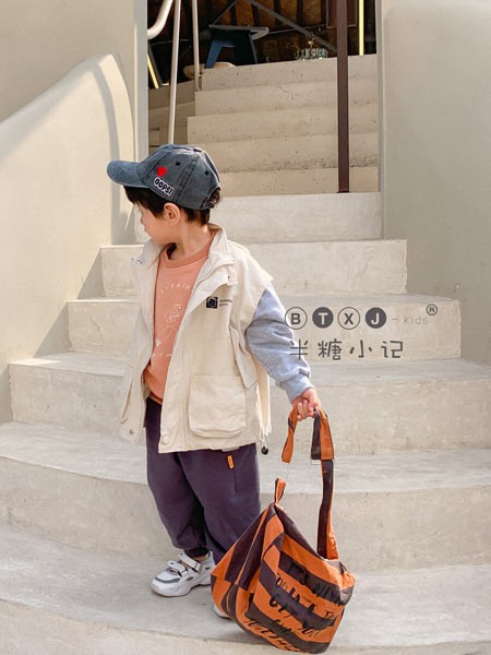 半糖小记童装2021春夏季拼色印花外套