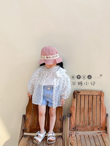半糖小记童装2022春夏季白色波点防晒衫