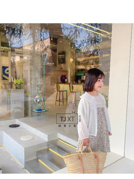 半糖小记童装2022春夏季棕色印花吊带裙