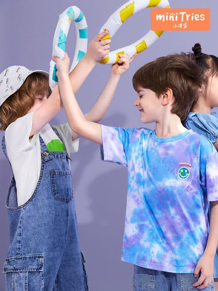 Minitries2021春夏季蓝色印花T恤