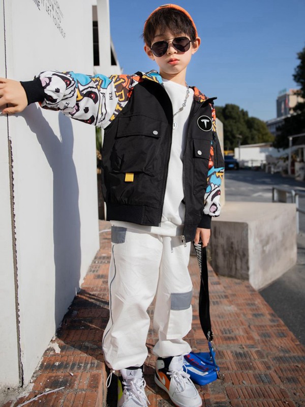 童年永恒2022春夏季拼色印花外套