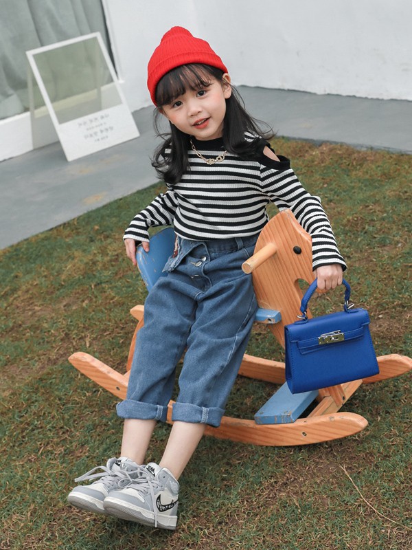 童年永恒2022春夏季藏蓝色纯色长裤