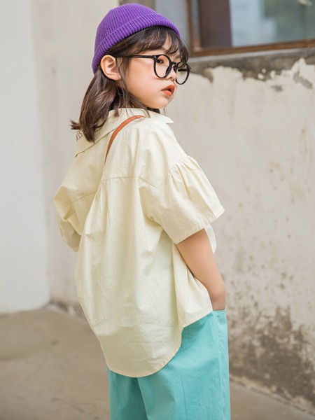 贝贝睿亲2022春夏季黄色泡泡袖防晒衫