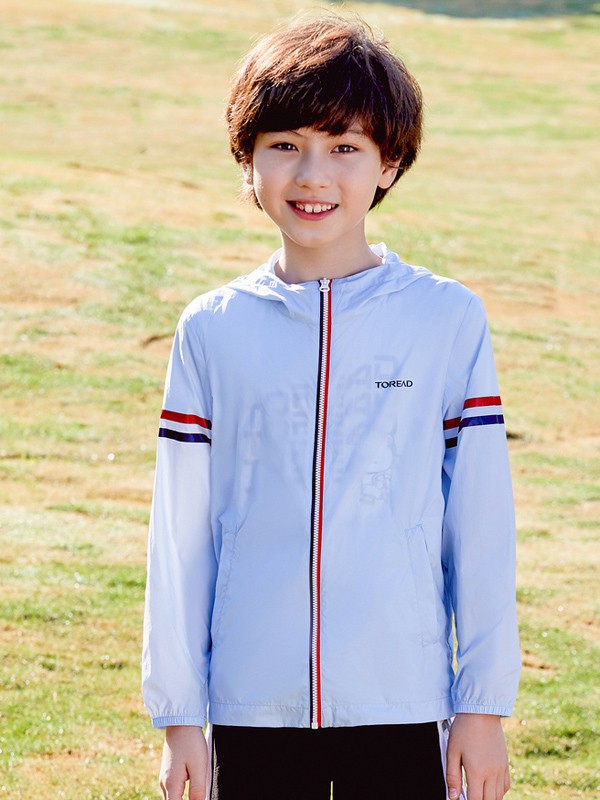 探路者运动装2022春夏季蓝色字母外套