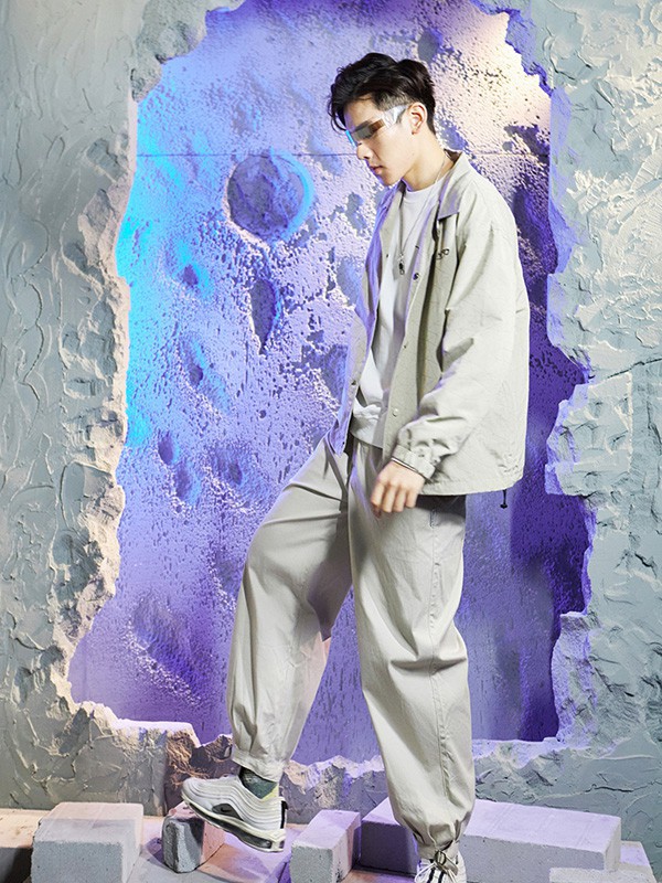 ​FORHUG休闲装2022春夏季灰色纯色阔腿裤