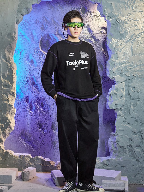 ​FORHUG休闲装2022春夏季黑色印花T恤