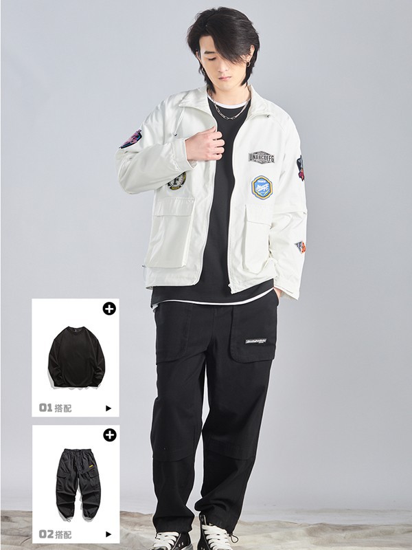 ​FORHUG休闲装2022春夏季白色印花外套