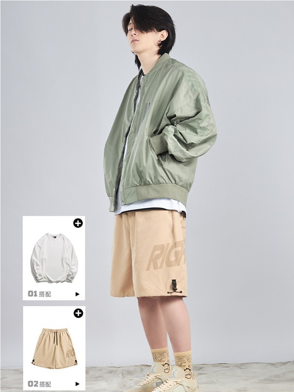 ​FORHUG休闲装2022春夏季卡其色字母短裤