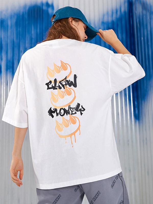 CLAWMONEY2022春夏季白色印花T恤