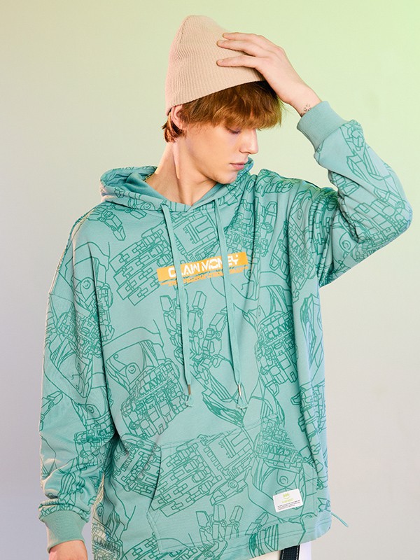 CLAWMONEY休闲装2022春夏季绿色印花卫衣