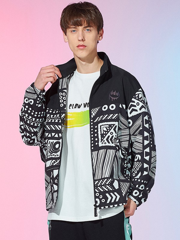 CLAWMONEY休闲装2022春夏季黑色印花外套