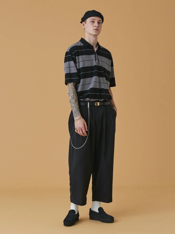 FARMERTEA男装2022春夏季黑色条纹polo衫