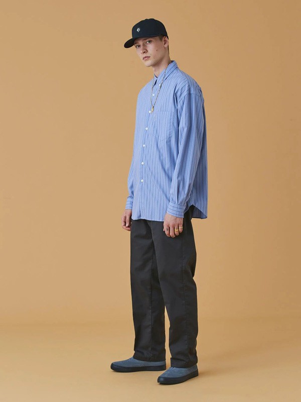 FARMERTEA男装2022春夏季浅蓝色宽松衬衫