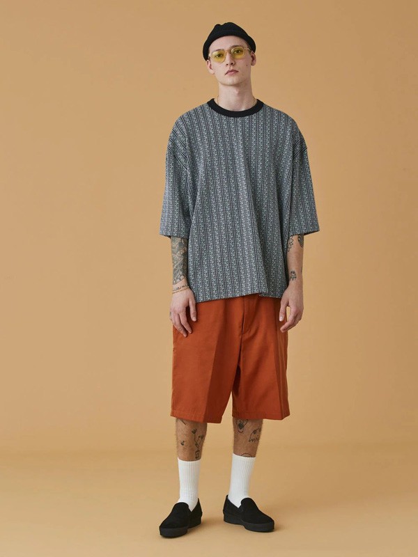 FARMERTEA男装2022春夏季橙色纯色短裤