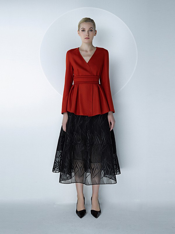 D.MARTINAQUEEN2021秋冬季黑色纱网半身裙