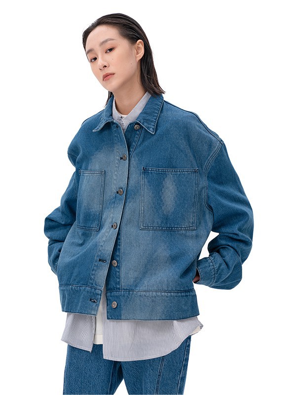 FMACM休闲装2022春夏季蓝色撞色外套